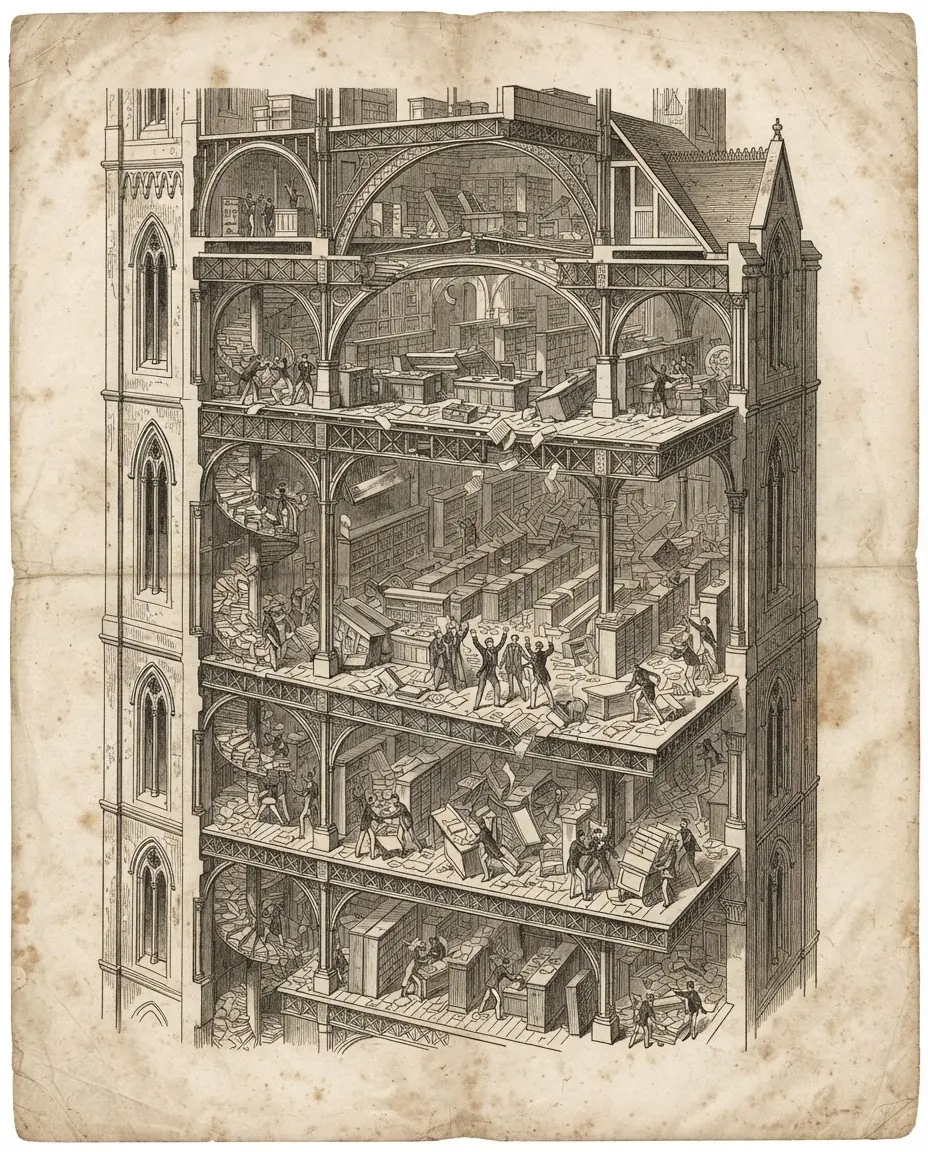 Engraved plate: Crisis of the Forty-Third Floor